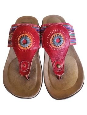 spring step yasmin flip flops southwestern style red sz 39